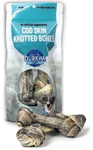 1ea 2.8oz Durkha Large Cod Skin Knotted Bones - Items on Sales Now